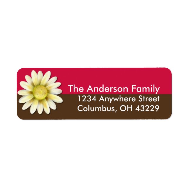 Drk Pink & Brown Flower Chic Return Address Labels (Front)