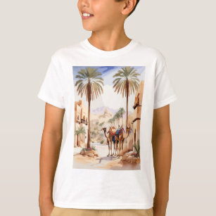 Dromedary camel and the desert village of Al Jazee T-Shirt