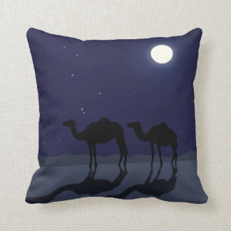 Dromedary camels in Sahara desert night Cushion