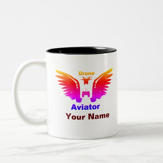 Drone Aviator Two-Tone Coffee Mug (Left)