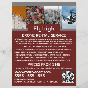 Drone Collage Banner, Drone Rental Company Flyer