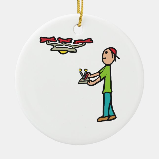 Drone Flying Ceramic Ornament (Front)