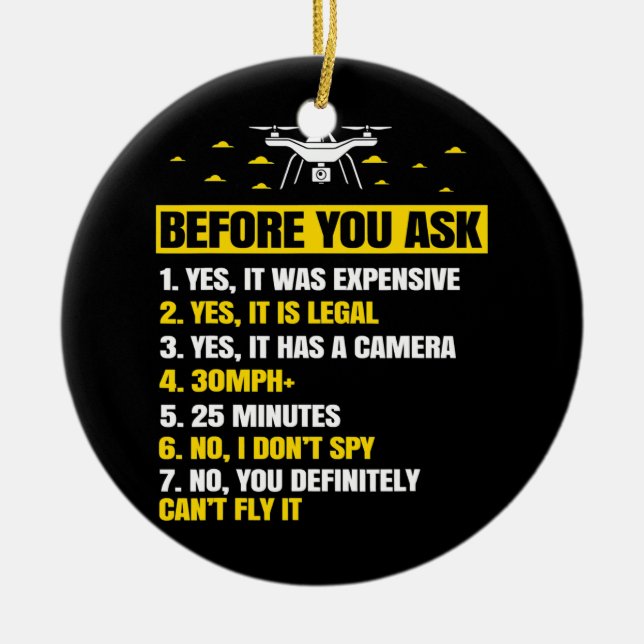 Drone Gifts For Men Boy with Copter FPV Women Ceramic Ornament (Front)