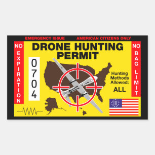 Drone Hunting Permit Rectangular Sticker