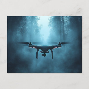 Drone in Foggy Forest Postcard