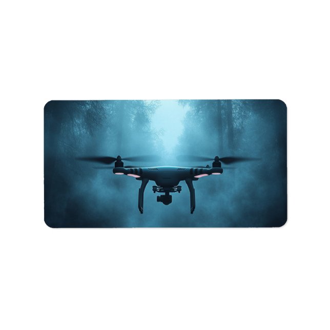 Drone in Foggy Forest Return Address Label (Front)