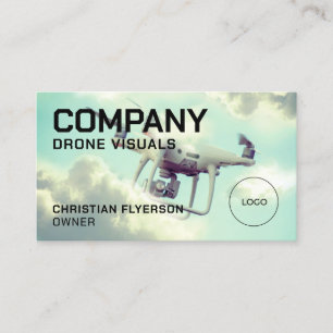 Drone in sky and logo business card