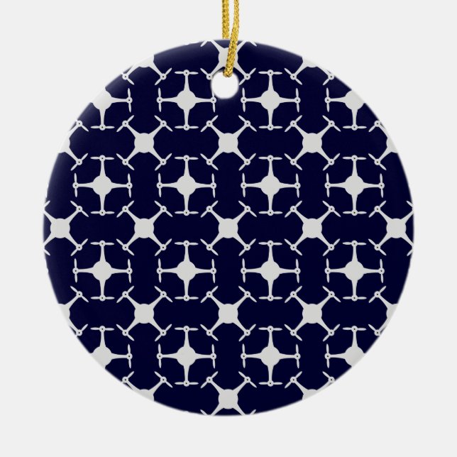 Drone pattern custom background colour ceramic ornament (Front)