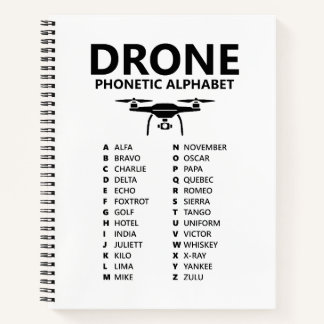 Drone Phonetic Alphabet – White Graph Notebook