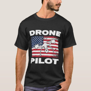 Drone Pilot American Flag Distressed Quadcopter T-Shirt