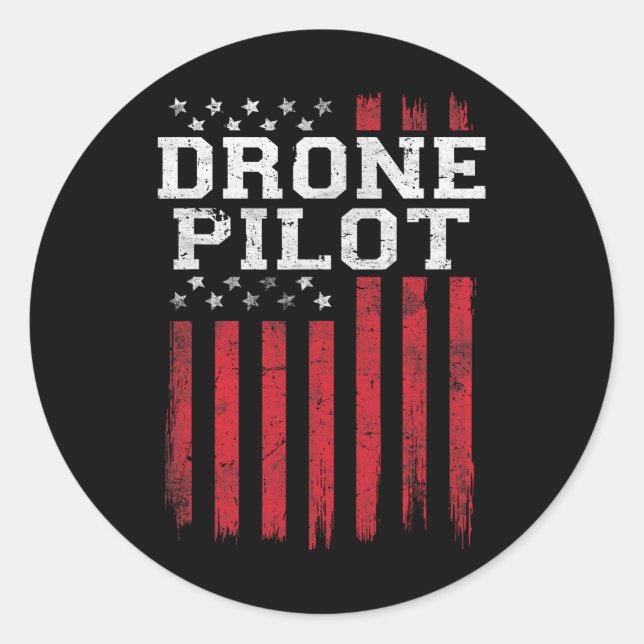 Drone Pilot American Flag Usa Patriot Patriotic Us Classic Round Sticker (Front)