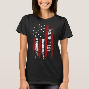 Drone Pilot American Usa Flag Quadcopter T-Shirt