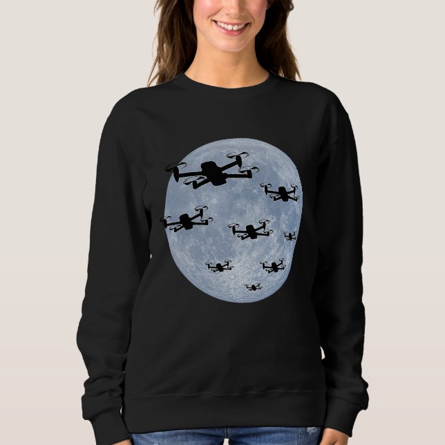 Drone Pilot Drones Swarm Drone Shoal Moon Sweatshirt (Front)