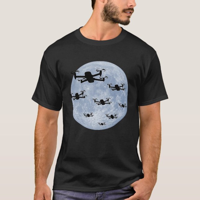 Drone Pilot Drones Swarm Drone Shoal Moon T-Shirt (Front)