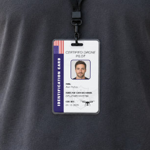 Drone Pilot Photo ID Card Badge