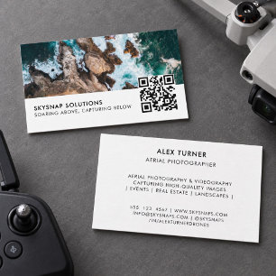 Drone Pilot Photographer QR Code Photo Template Business Card