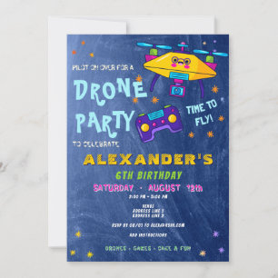 Drone Pilot RC Racing Kawaii Birthday Invitation