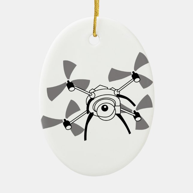 Drone Quadocopter Ceramic Ornament (Front)