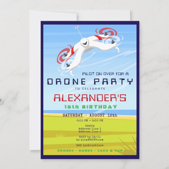 Drone Racing RC Sky Zone Birthday Party Invitation (Front)