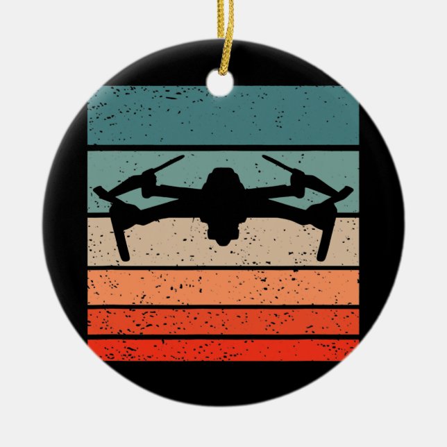 Drone Retro Style Vintage  Ceramic Ornament (Front)