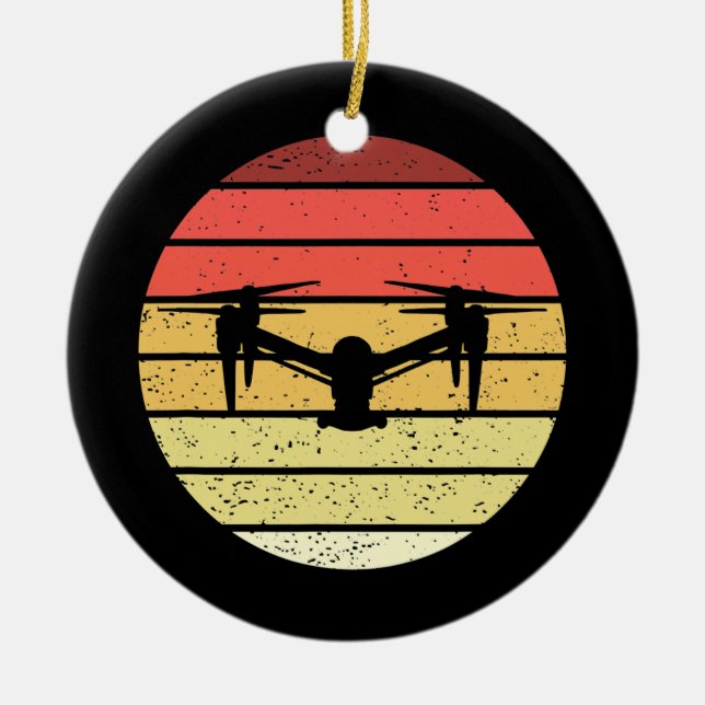 Drone Retro Style Vintage  Ceramic Ornament (Front)