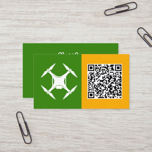 Drones Pilot Custom QR Business Card (Front/Back In Situ)
