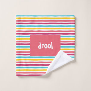 "drool" Colourful Striped Candy Funny Wash Cloth
