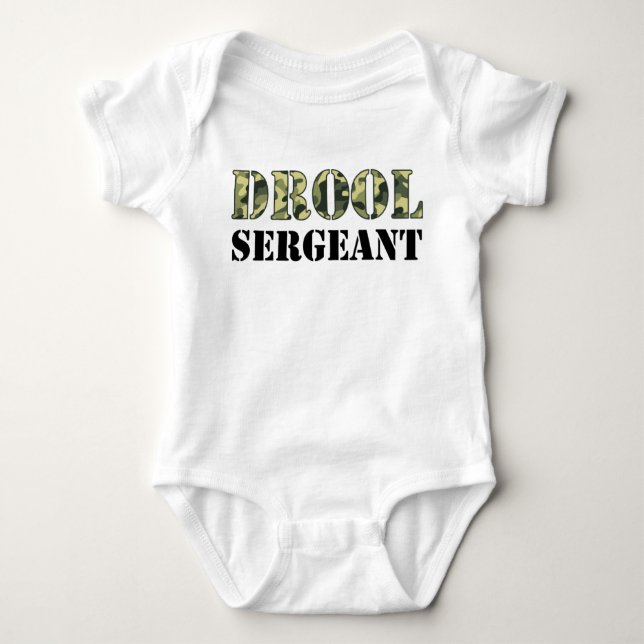 Drool Sergeant Camo Army Baby Bodysuit (Front)