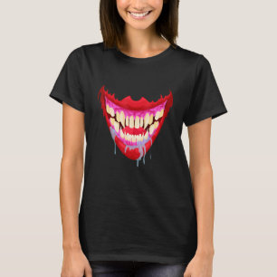 Drooling Vampire Smile Halloween Design T-Shirt
