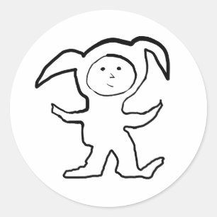 Droopy Ear Bunny Jammie Kid Classic Round Sticker