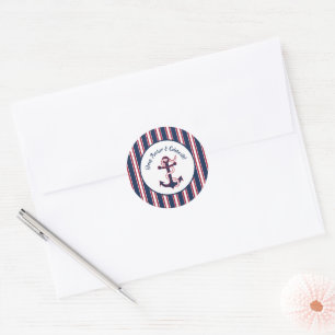 Drop Anchor & Celebrate Patriotic Coastal  plates Classic Round Sticker