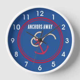 Drop Anchor Wall Clock Natural Wood Frame