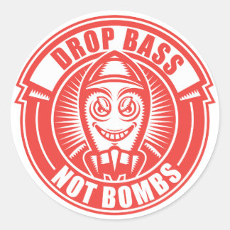 Drop Bass Not Bombs Classic Round Sticker