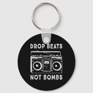 Drop Beats Not Bombs Anti-war Boombox Music Peace Key Ring