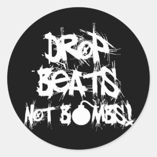Drop Beats Not Bombs Classic Round Sticker