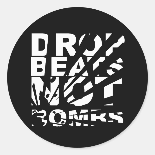 Drop Beats Not Bombs Explosion Classic Round Sticker (Front)