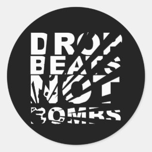 Drop Beats Not Bombs Explosion Classic Round Sticker