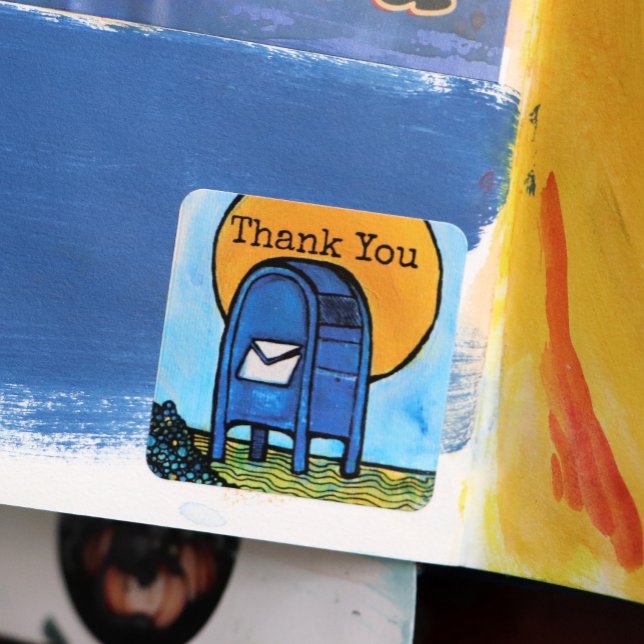 Drop Box Mail Illustration                         Square Sticker (Creator Uploaded)