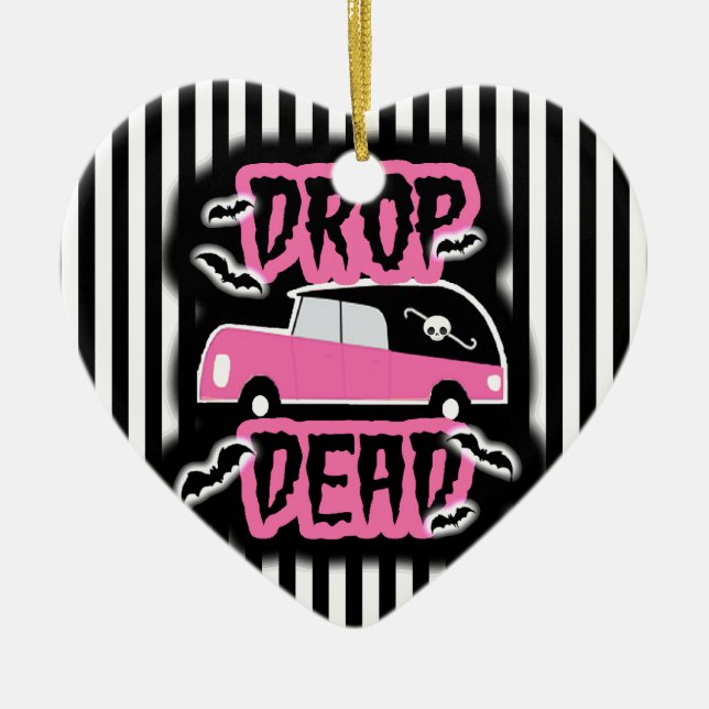Drop Dead Hearse Ceramic Ornament (Front)