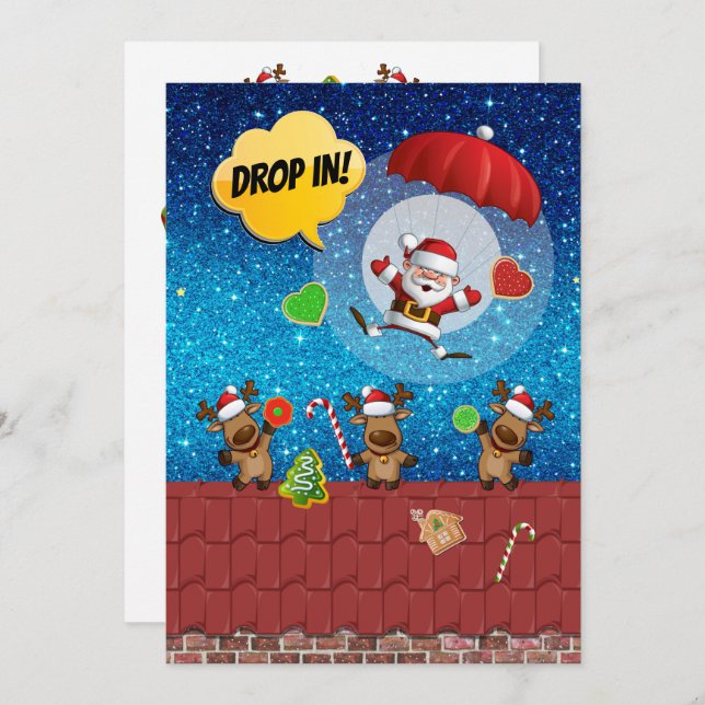 DROP IN #2 Without Cocktail Christmas Invitation (Front/Back)