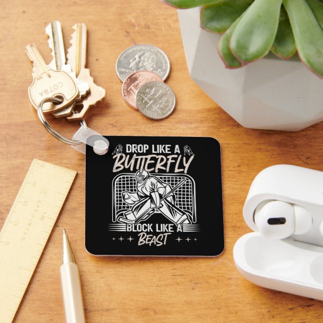 Drop Like a Butterfly Block Like a Beast Goalie Key Ring (Desk)