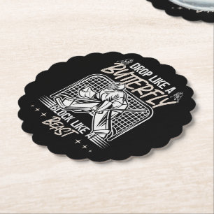 Drop Like a Butterfly Block Like a Beast Goalie Paper Coaster
