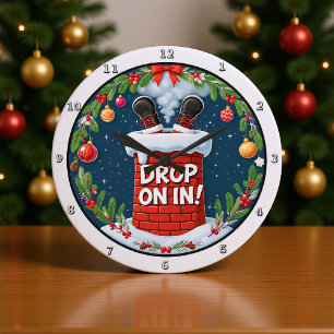 Drop On In Large Clock