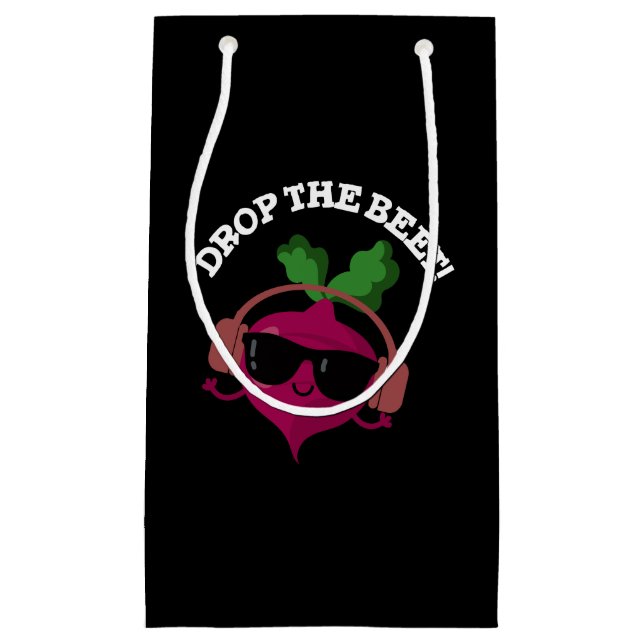 Drop The Beet Funny Music Veggie Pun Dark BG Small Gift Bag (Front)