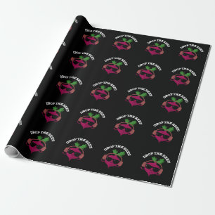 Drop The Beet Funny Music Veggie Pun Dark BG Wrapping Paper