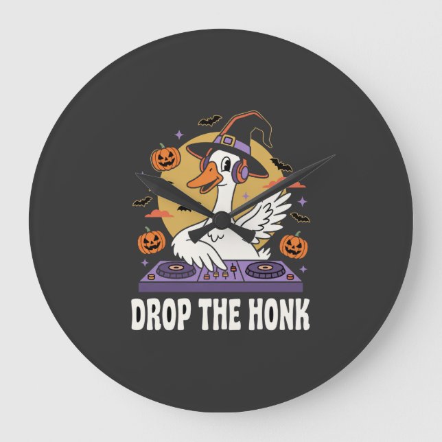 Drop The Honk Halloween DJ Goose Large Clock (Front)