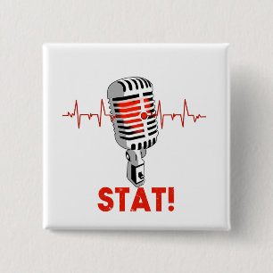 Drop the mic logo 15 cm square badge