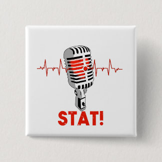 Drop the mic logo 15 cm square badge