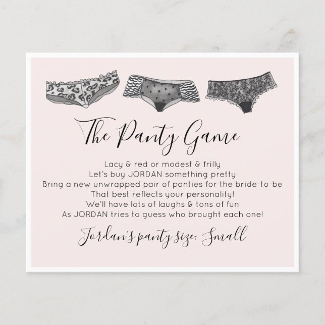 Drop your panties Game Lingerie Bridal Shower (Front)