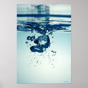 Droplet forming bubbles underwater poster